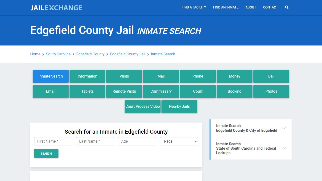 Edgefield County Jail, SC Inmate Search: Roster & Mugshots