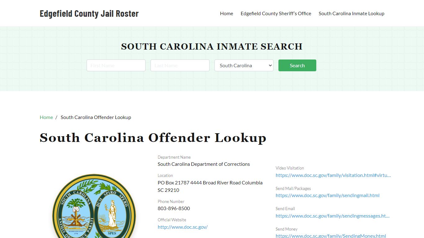 South Carolina Inmate Search, Jail Rosters - Edgefield County Jail