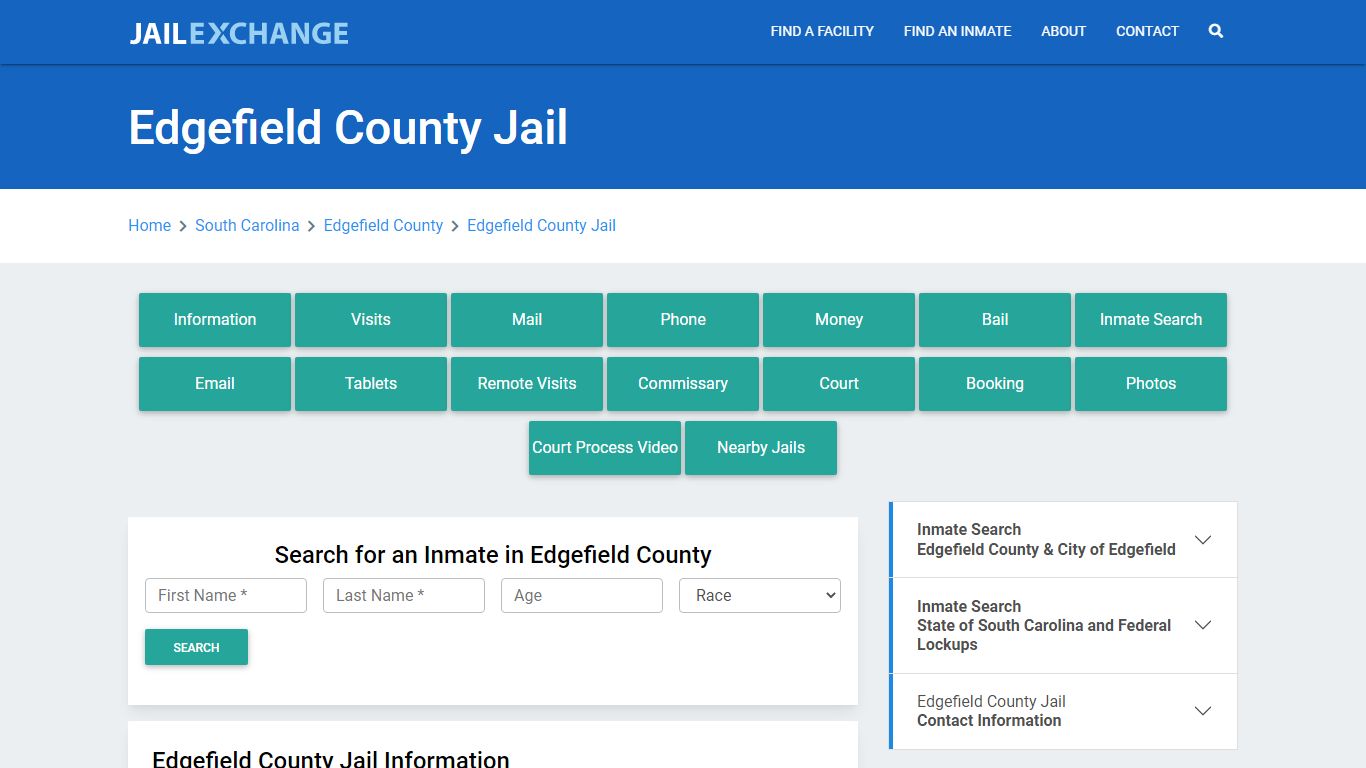 Edgefield County Jail Roster Lookup, SC, Inmate Search