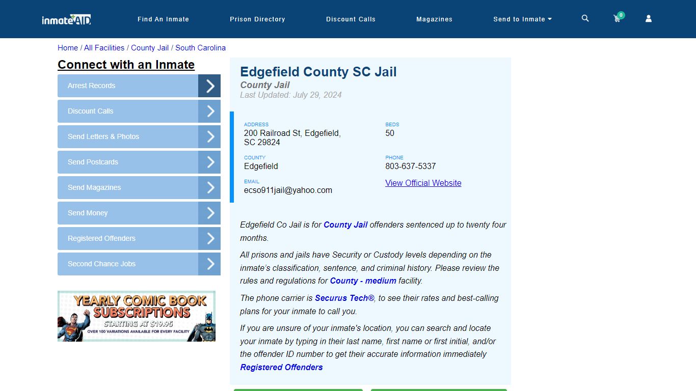 Edgefield County SC Jail - Inmate Locator