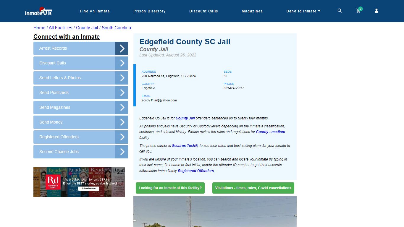 Edgefield County SC Jail - Inmate Locator - Edgefield, SC