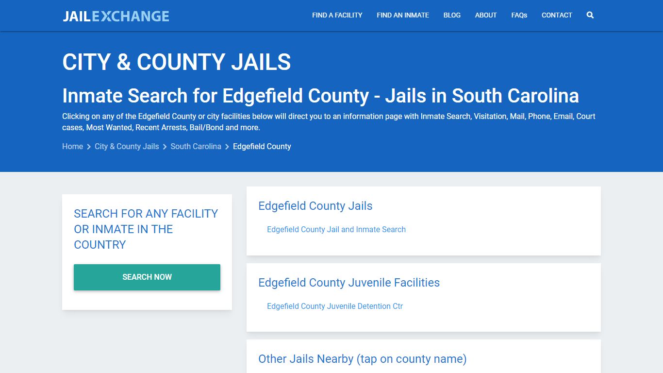 Inmate Search for Edgefield County | Jails in South Carolina